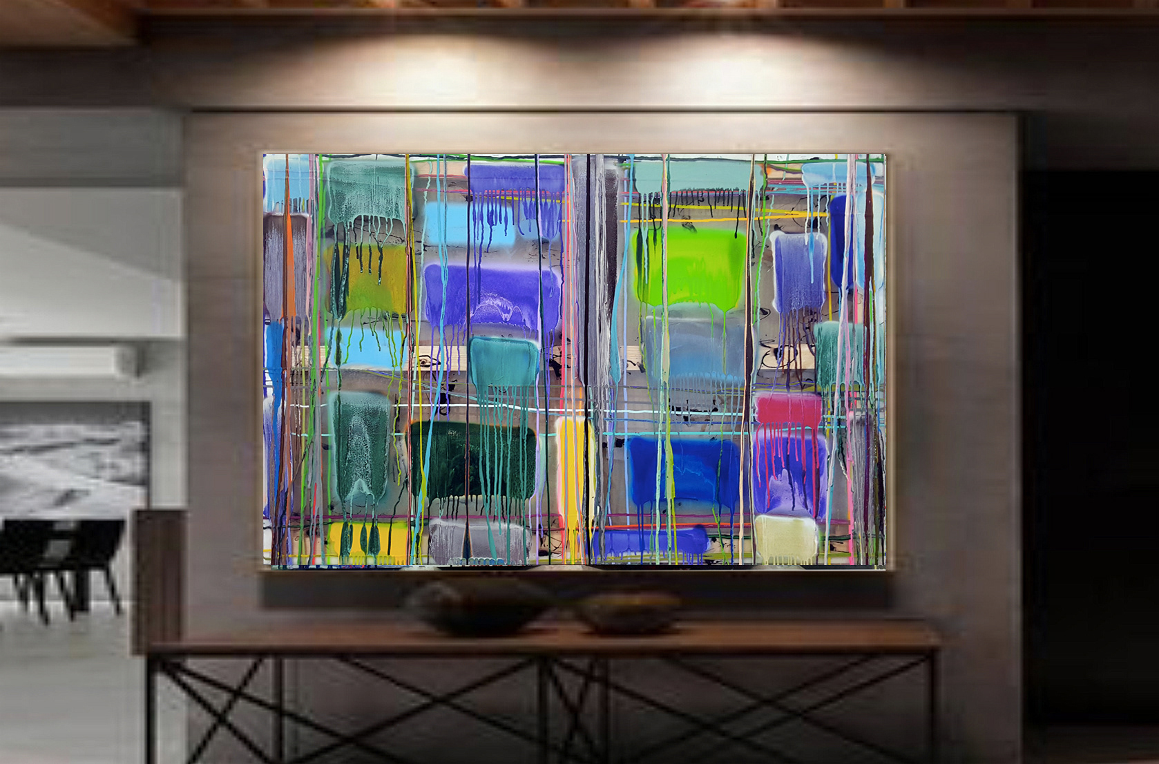 Peinture 210316 - 97x146cm/38,1’x57,4’ - Polymer and spray paint on polycarbonate, on returned canvas