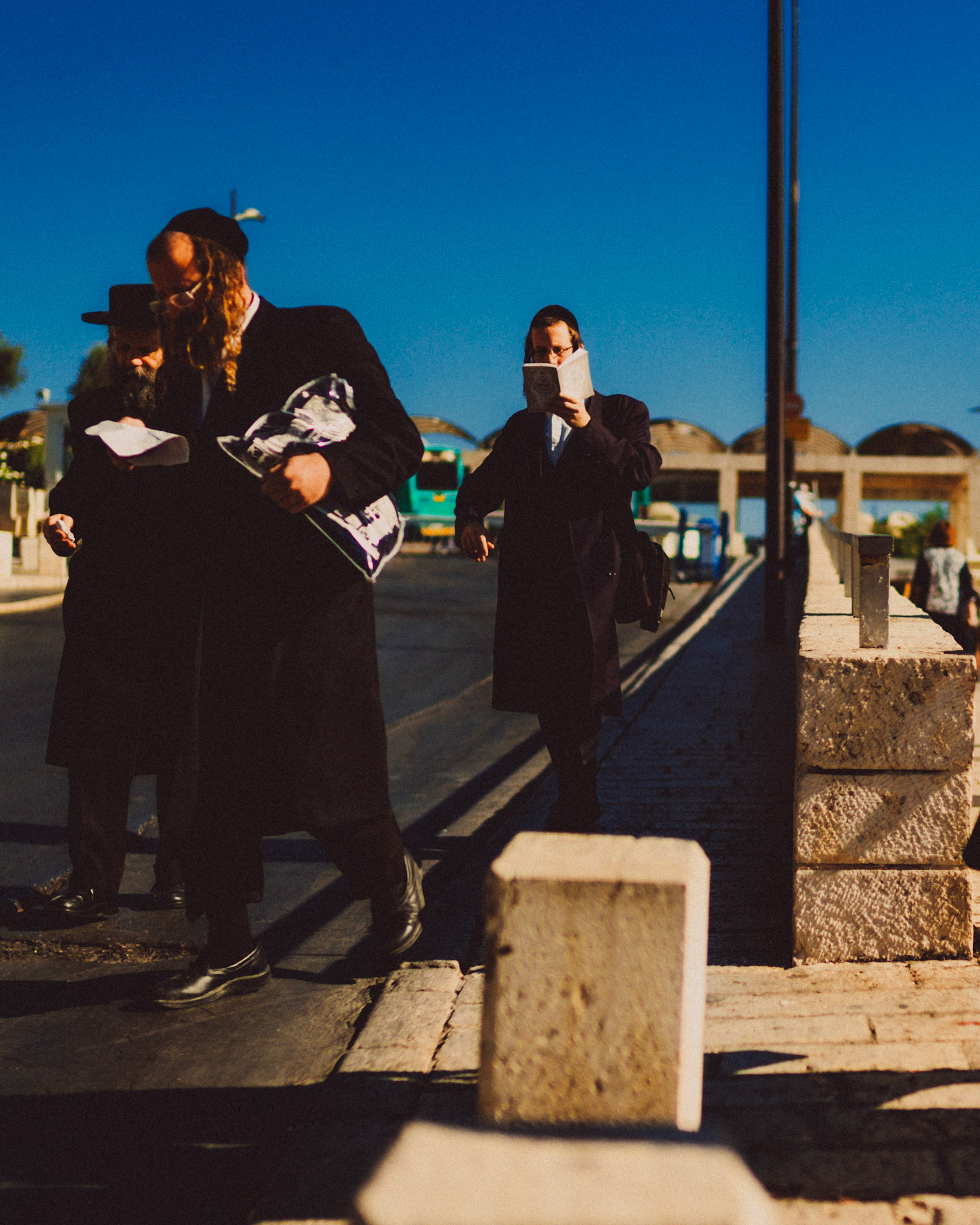 Jewish Rabiis en route to the Western Wall, Jerusalem, Israel, July 2015, Leica M.