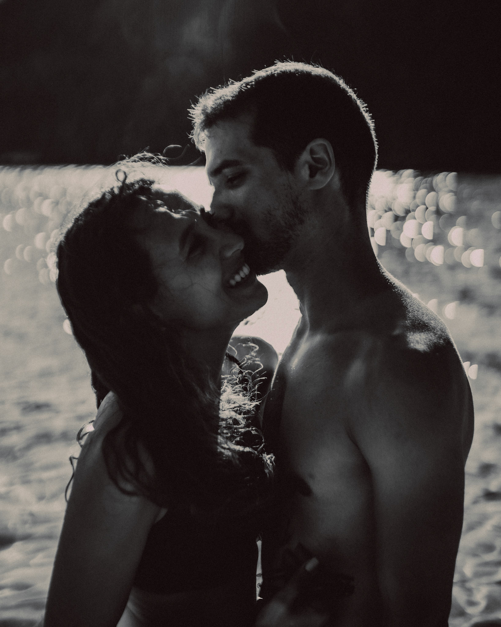 Couple portraits, in black and white, Cadlao Island, El Nido, Palawan, Philippines, Southeast Asia, April 2019, Sony A7III.