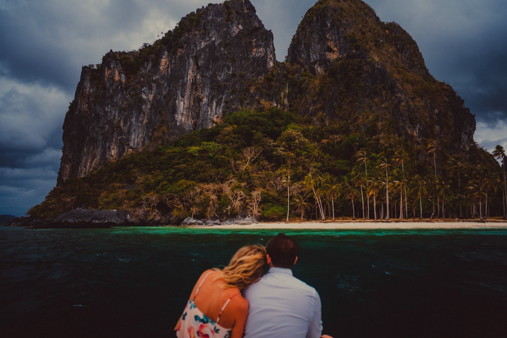 Couple portraits during an island hopping adventure tour with Skipper Charters, Pinagbuyutan Island, El Nido Palawan, Philippines, Southeast Asia, March 2019, Sony A7III.