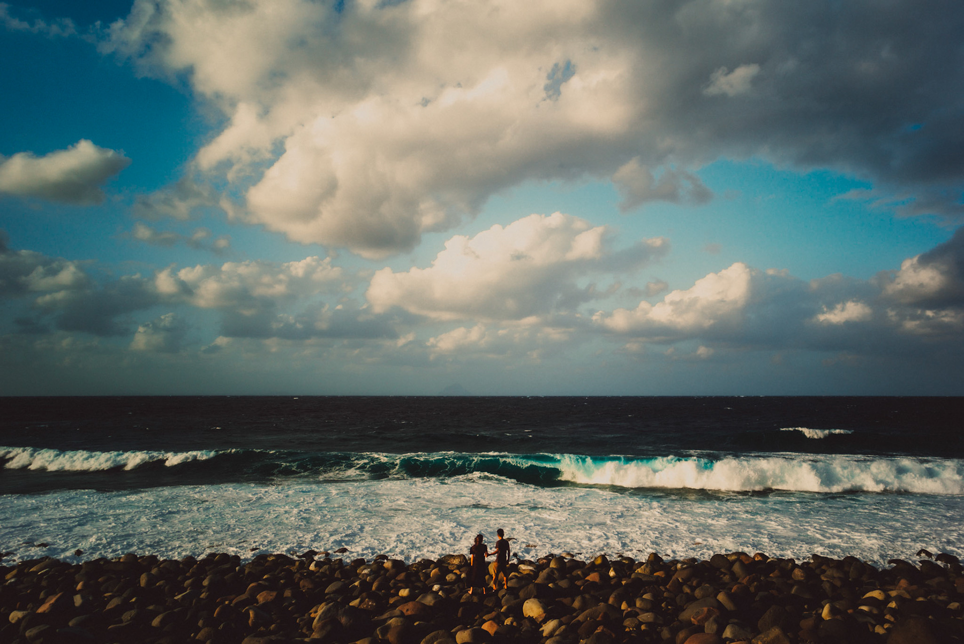 A rocky beach and land's end, from Owen and Nikka's adventure prenup photoshoot in Chadpidan Boulder Beach, Batanes, Philippines, Southeast Asia, October 2017, Leica M.