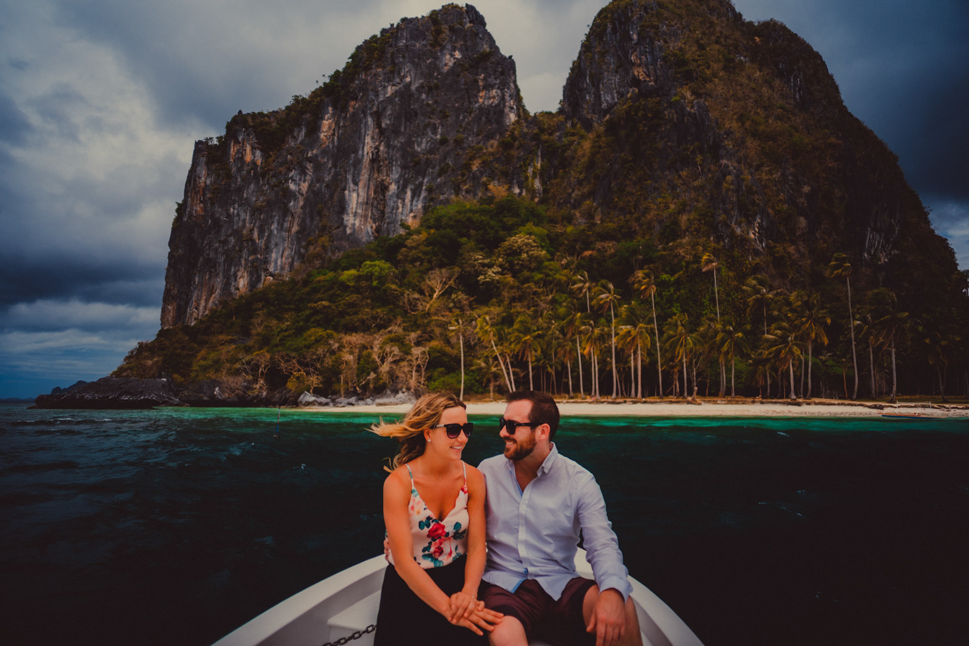 Couple portraits during an island hopping adventure tour with Skipper Charters, Pinagbuyutan Island, El Nido Palawan, Philippines, Southeast Asia, March 2019, Sony A7III.