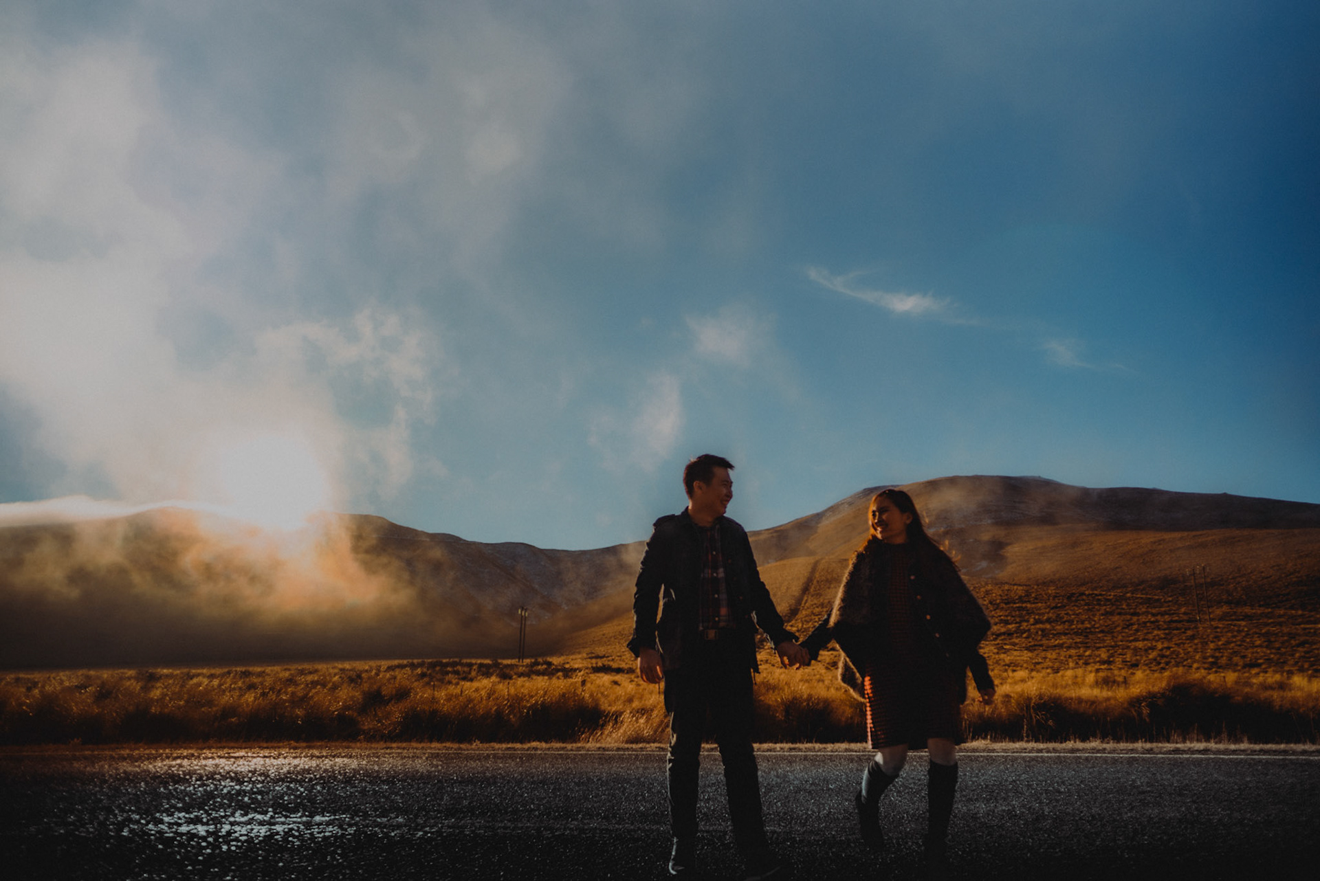 An engagement session beside a foggy hillside, New Zealand, June 2017, Leica M.