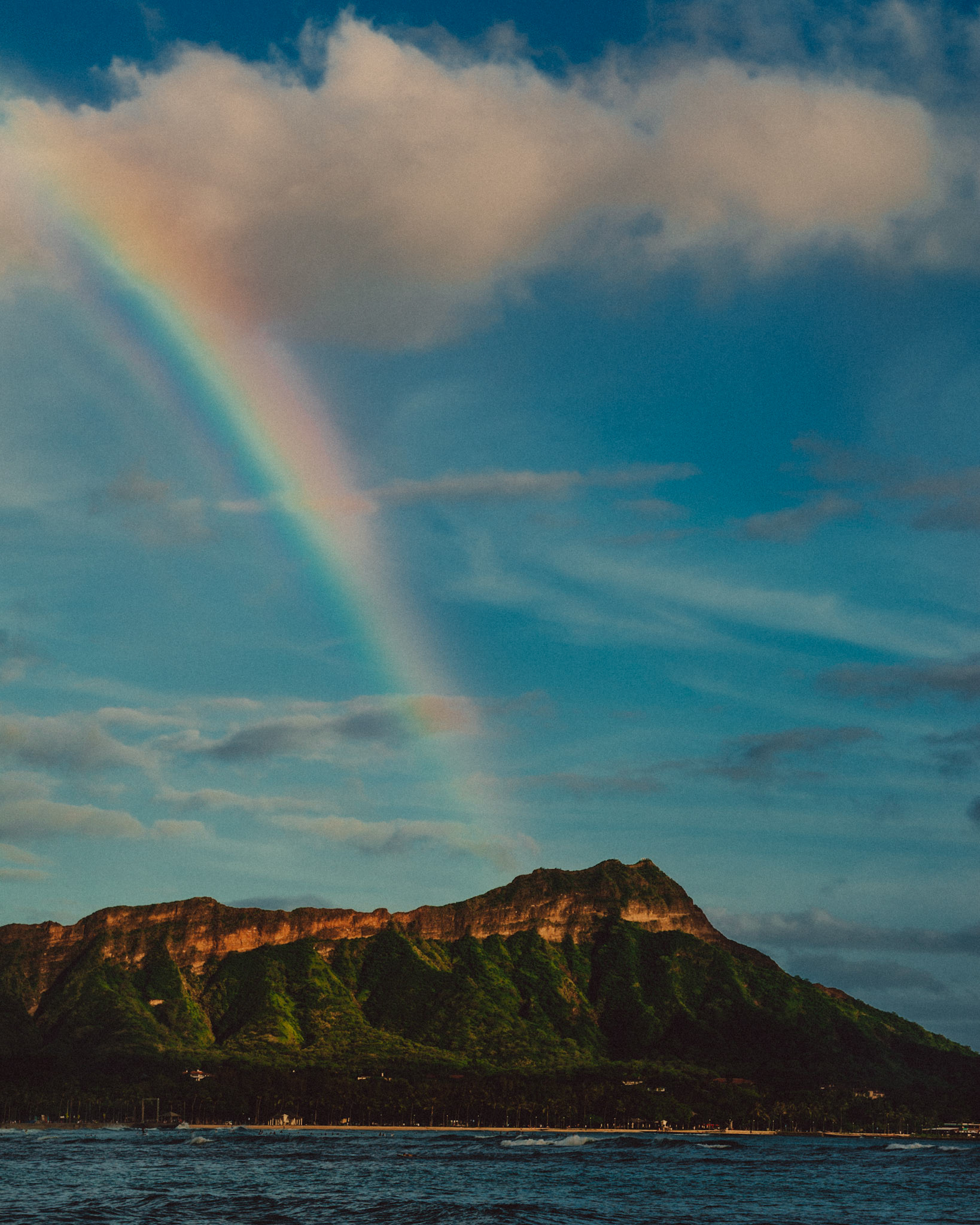 A rainbow over Diamond Head Crater, Honolulu, Hawaii, USA, September 2015, Sony A7S.