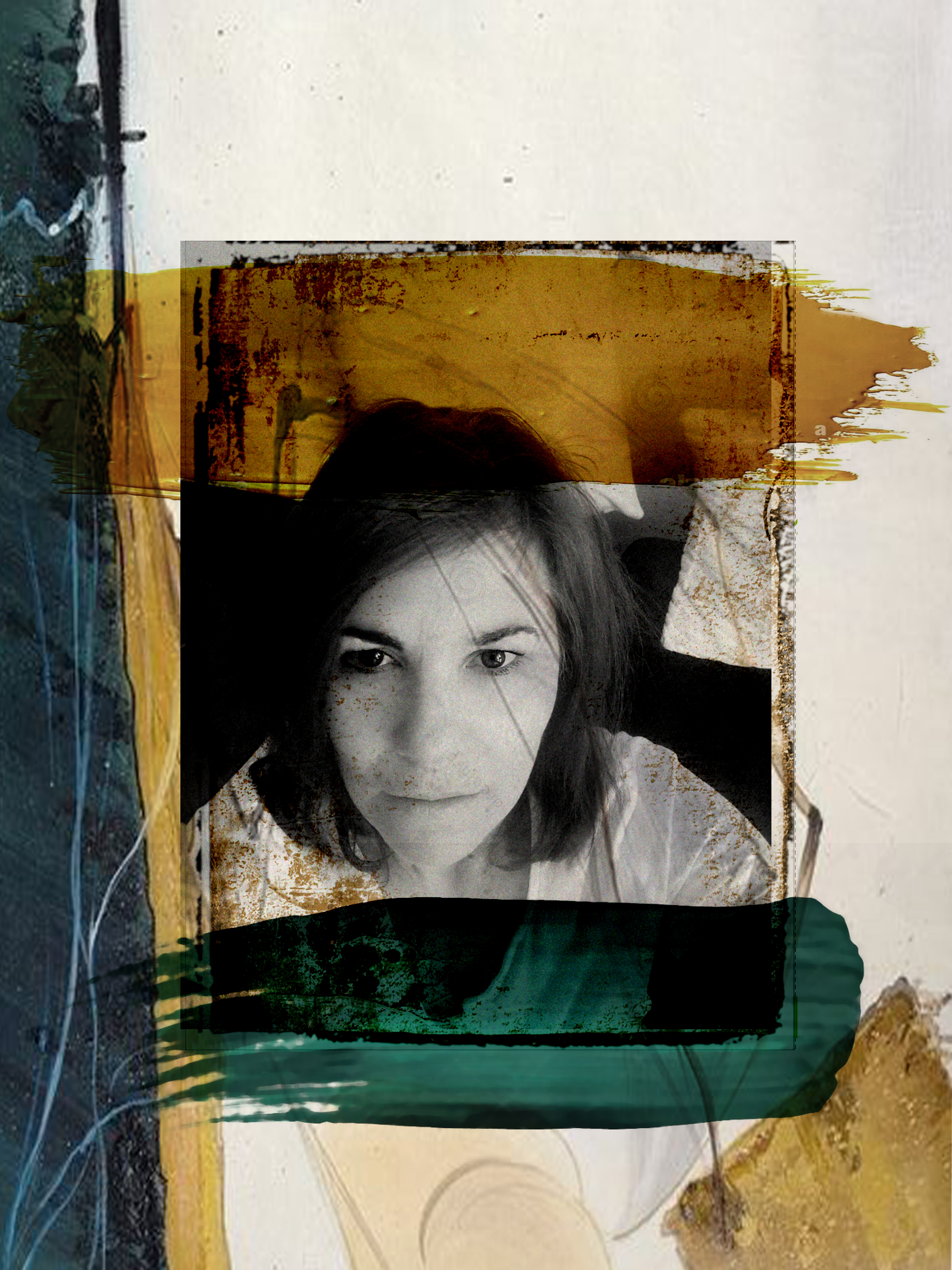 ”Danielle in frame”, 2021, overpainted photography on canvas, 60x80cm