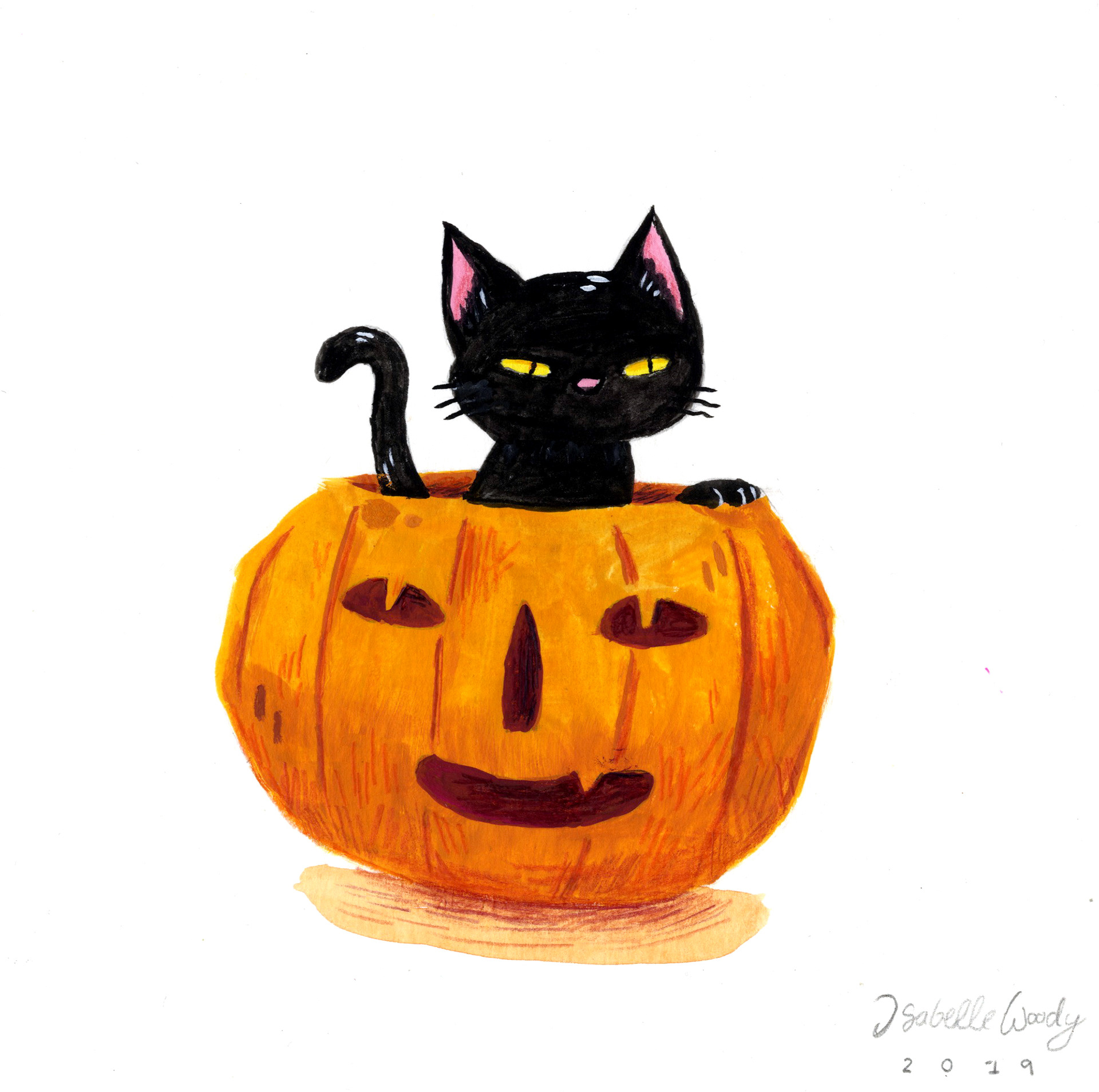 ‘Trick or Treat’ gouache and coloured pencil
