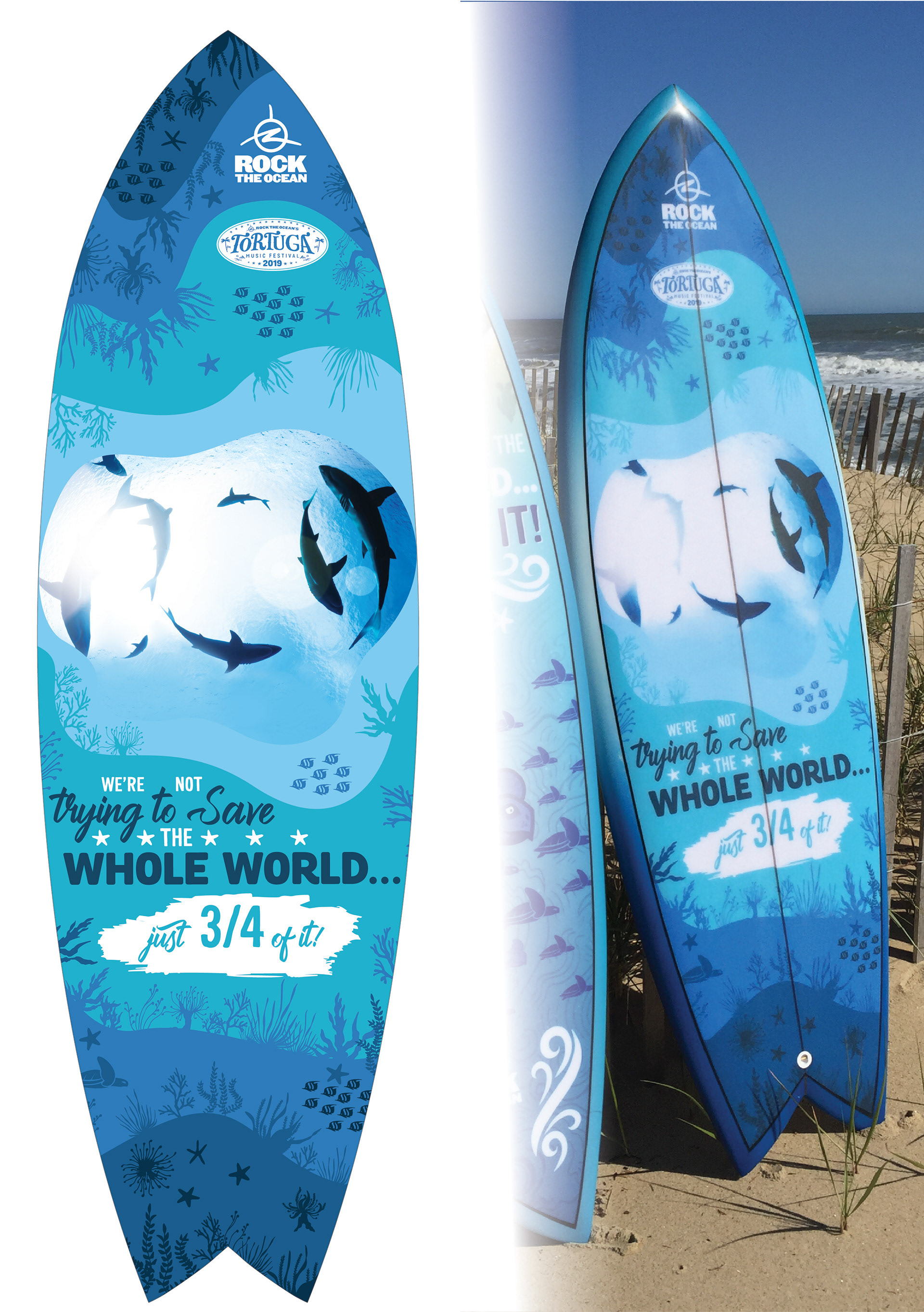 Rock The Ocean - Shark Shortboard