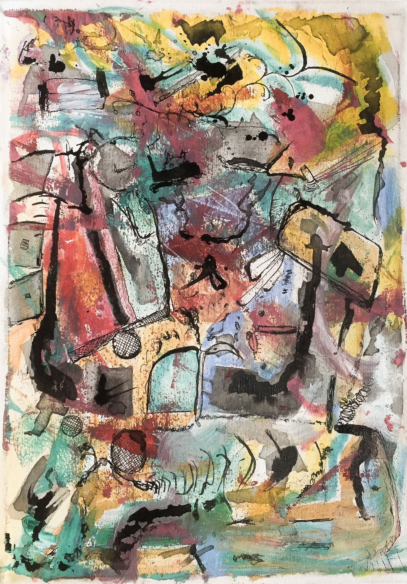 "La selva". Oil and ink on canvas.