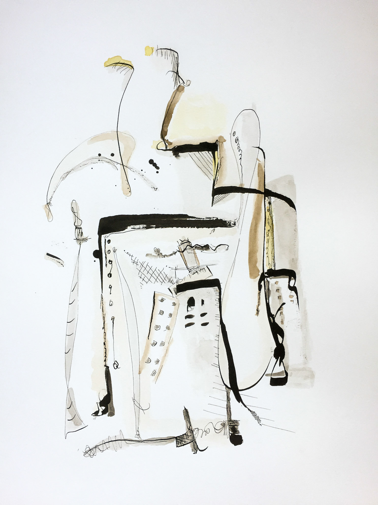 "City sounds" 2018. Ink and acrylic on paper.