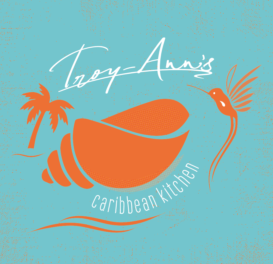 Troy-Ann specifically requested a conch shell, palm tree and doctor bird in her logo
