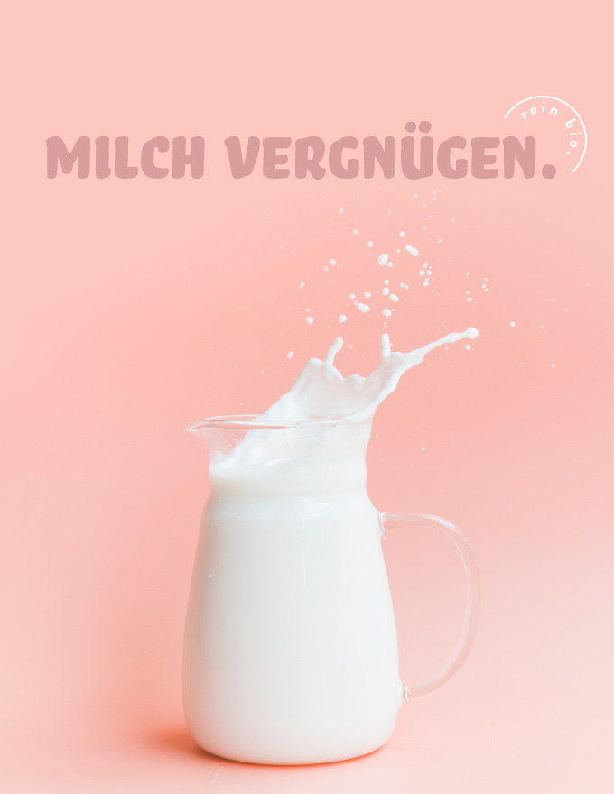 Milchglas, Milch Vergnügen, rein bio.