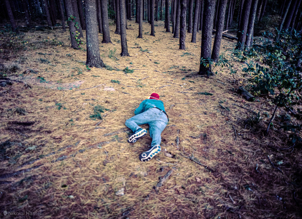 Crawling to the Woods with a Phone as my Guide | Pentax 645N, Kodak Portra 160-120. 35mm F3.5, 47" ND3.0, UV.