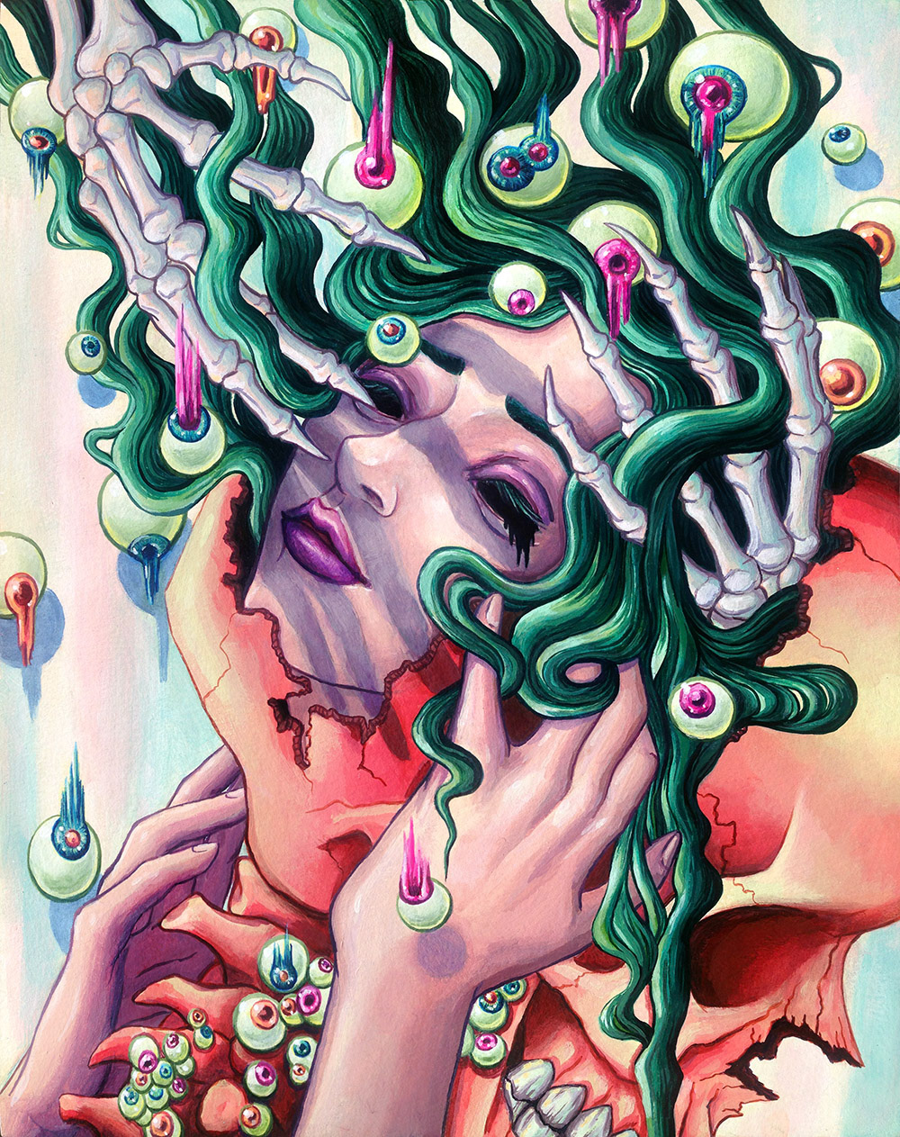 Vision/ © Megan Frauenhoffer / acrylics on paper, mounted to wood panel.