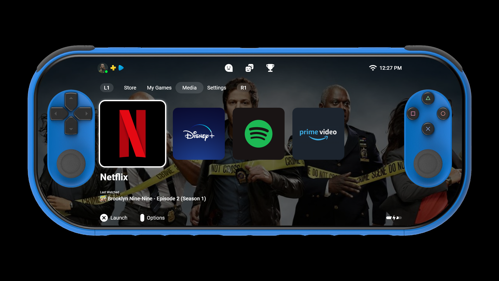 Media Screen with "Netflix"