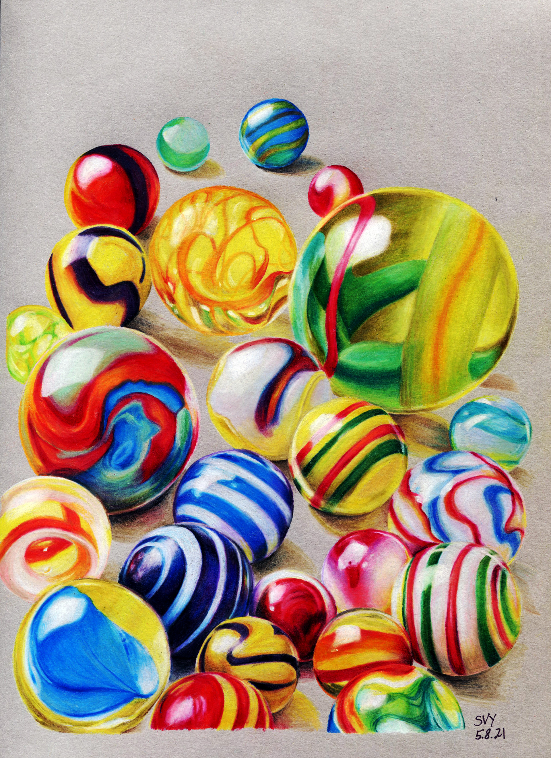 colored pencil on grey paper