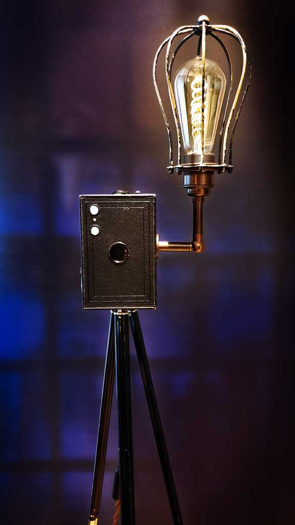 Upcycled Vintage 1920s Kodak Camera Tripod Lamp