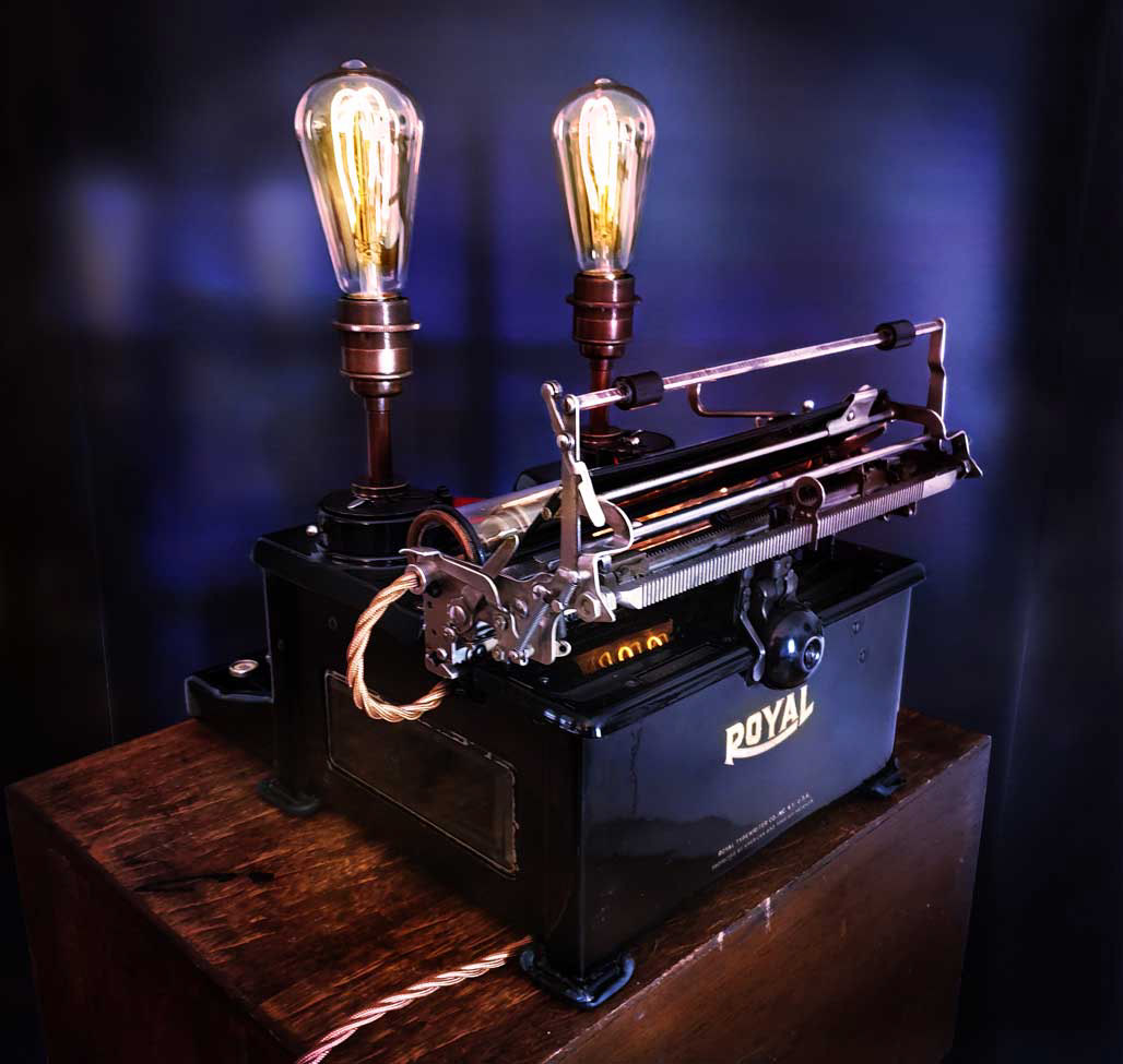 Upcycled vintage typewriter lamp