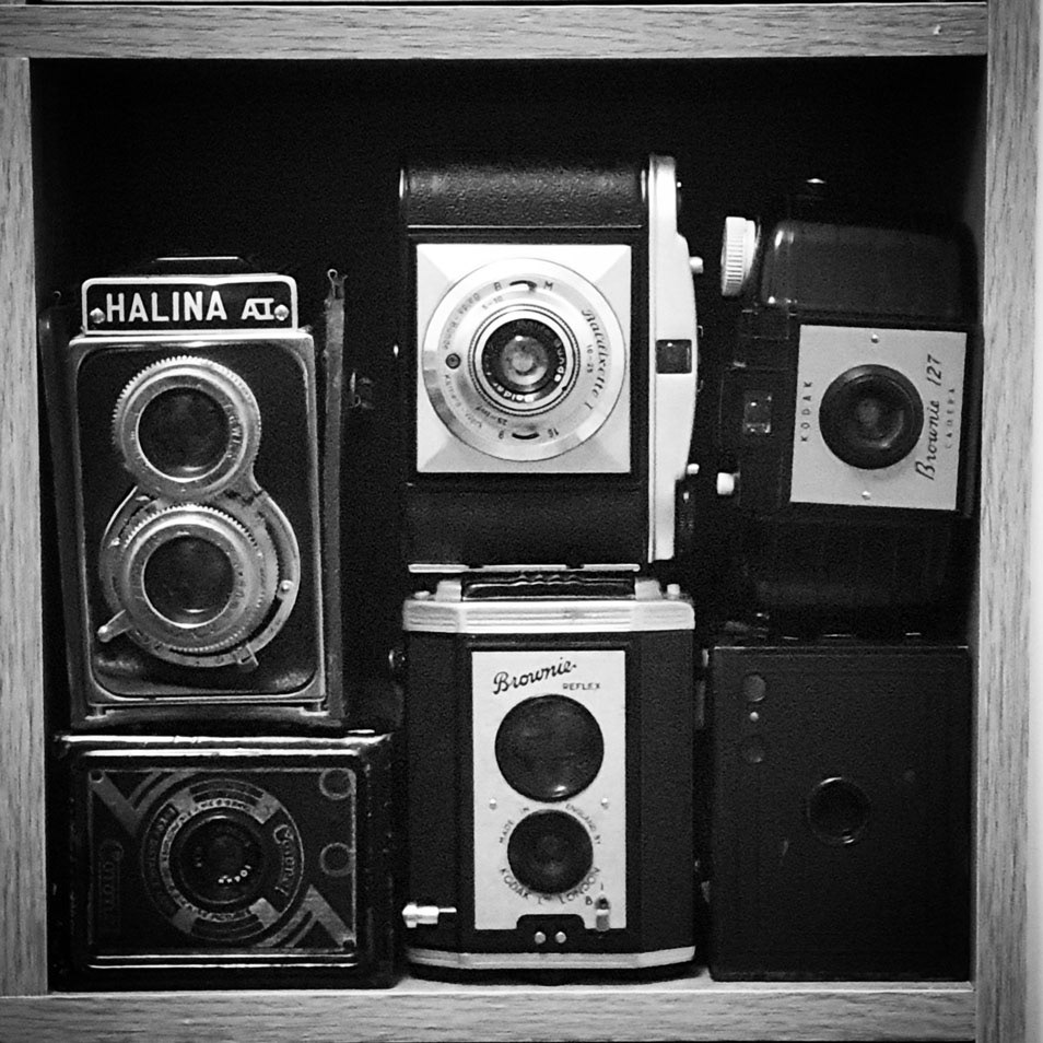 A selection of old vintage cameras waiting to be upcycled