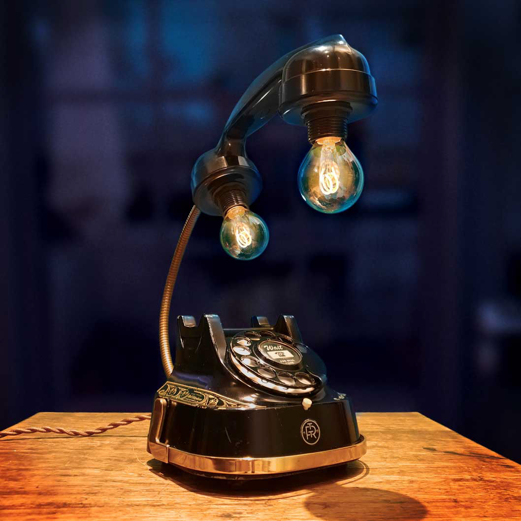 Upcycled vintage telephone lamp