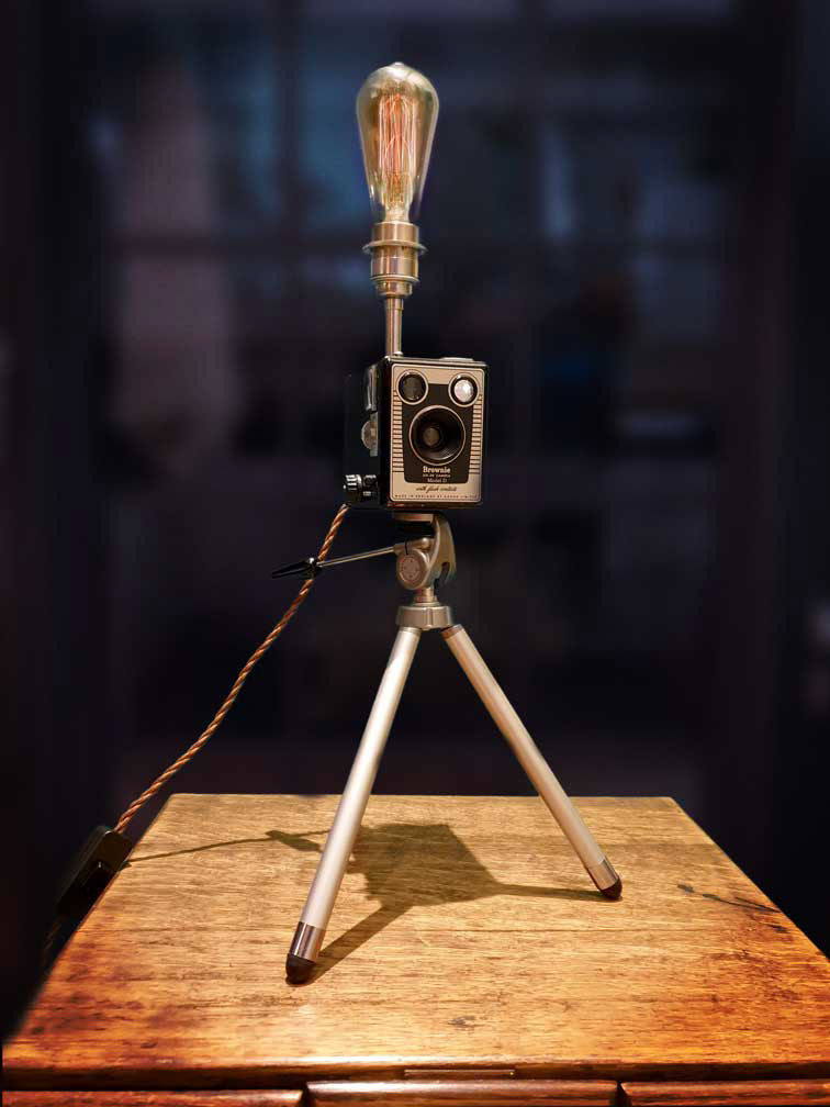 Upcycled vintage 1950s Kodak camera lamp