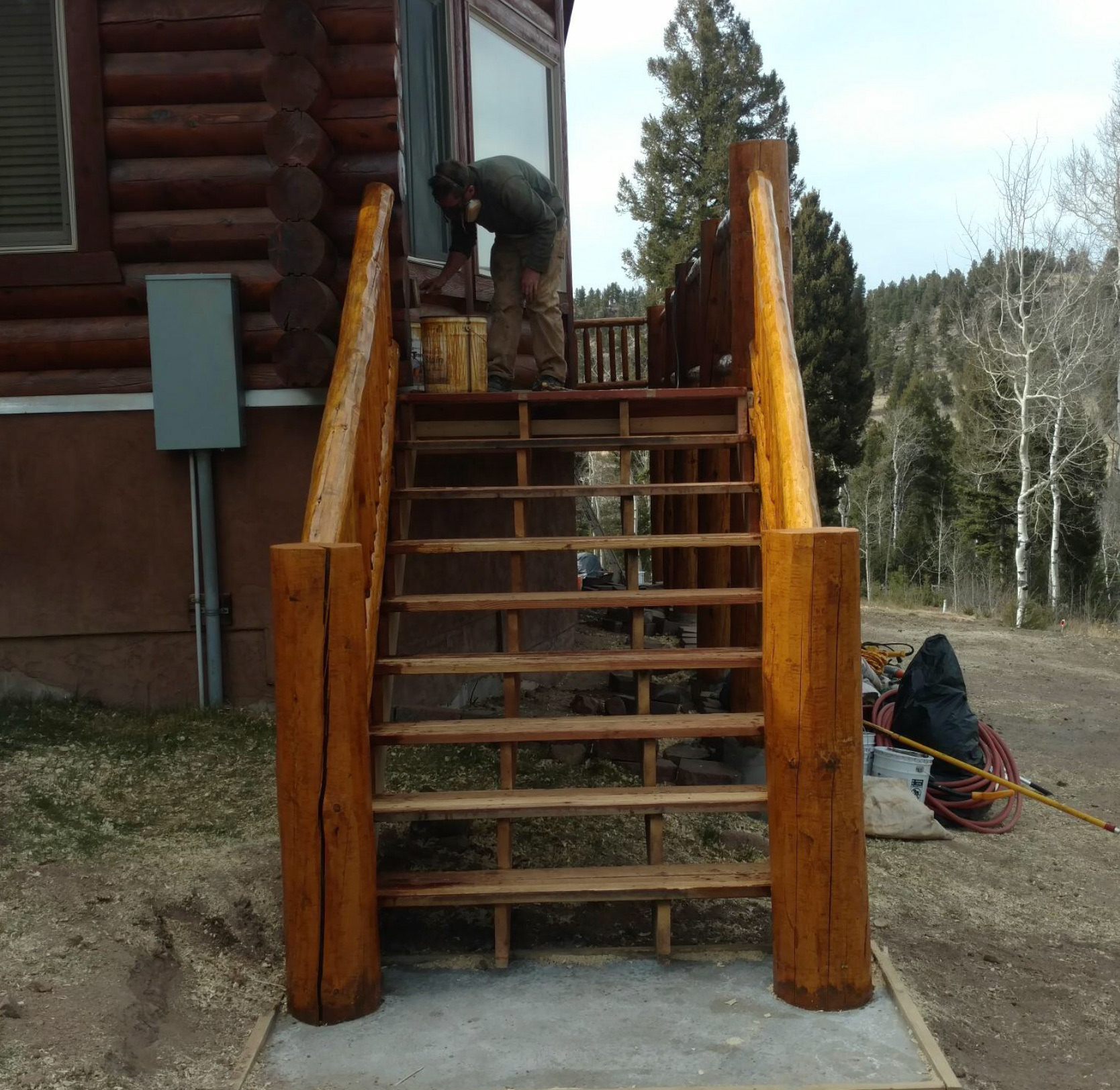 staining log deck