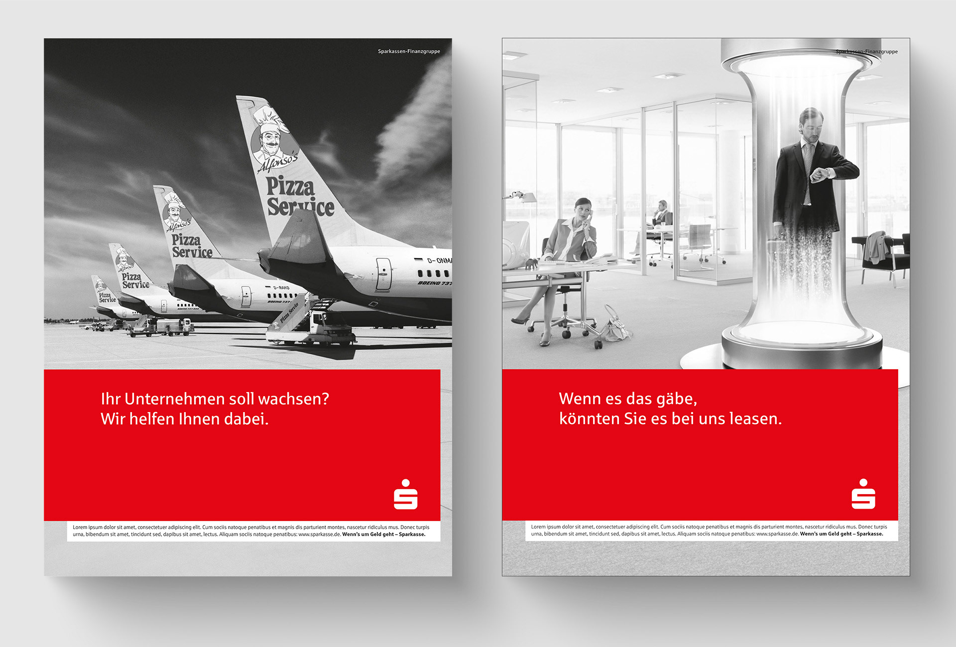 Beispiele fuer das Corporate Design der Sparkasse in Anwendung