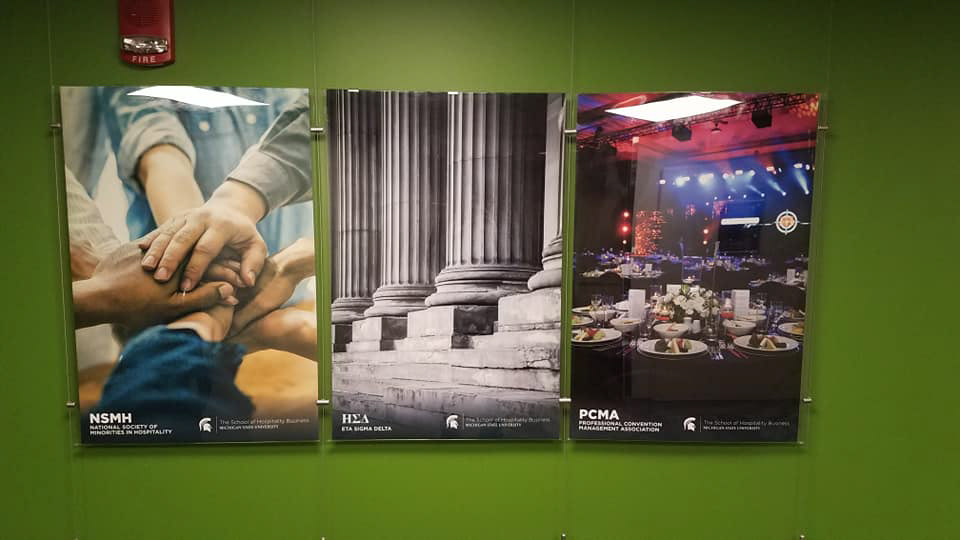 MSU Hospitality Business - Student Organizations, Kellogg Center Placards