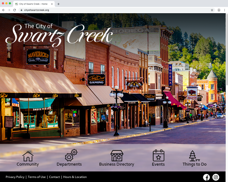 City of Swartz Creek - Website Redesign Mock Up, Homepage