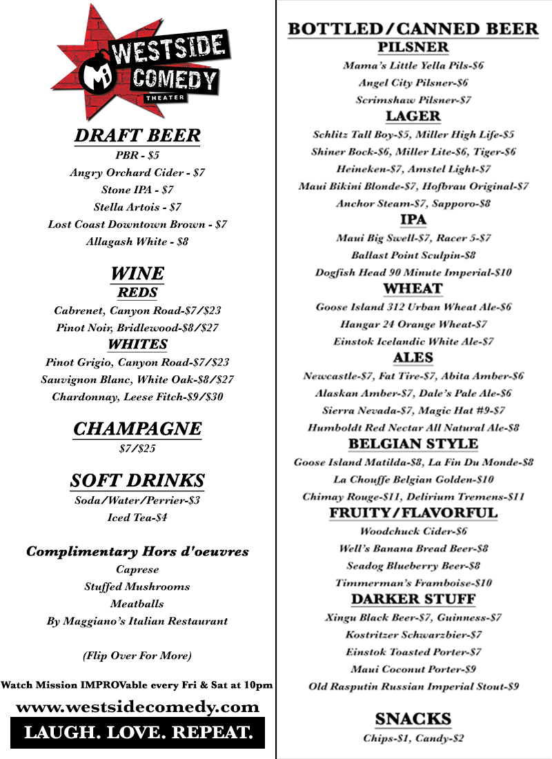 WCT Drink Menu (Printed 2017)