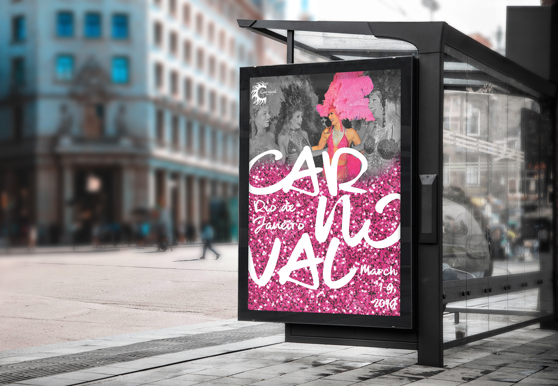 pink bus shelter ad