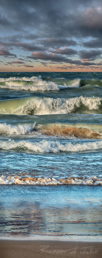"Maytag" conditions on Lake Michigan create a churning, boiling surf that pulls up the sandy bottom of the lake