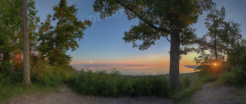 Alligator Hill trail Overlook, Sleeping Bear Dunes National Lakeshore, Sleeping Bear Bay, Manitou Islands, Sunrise