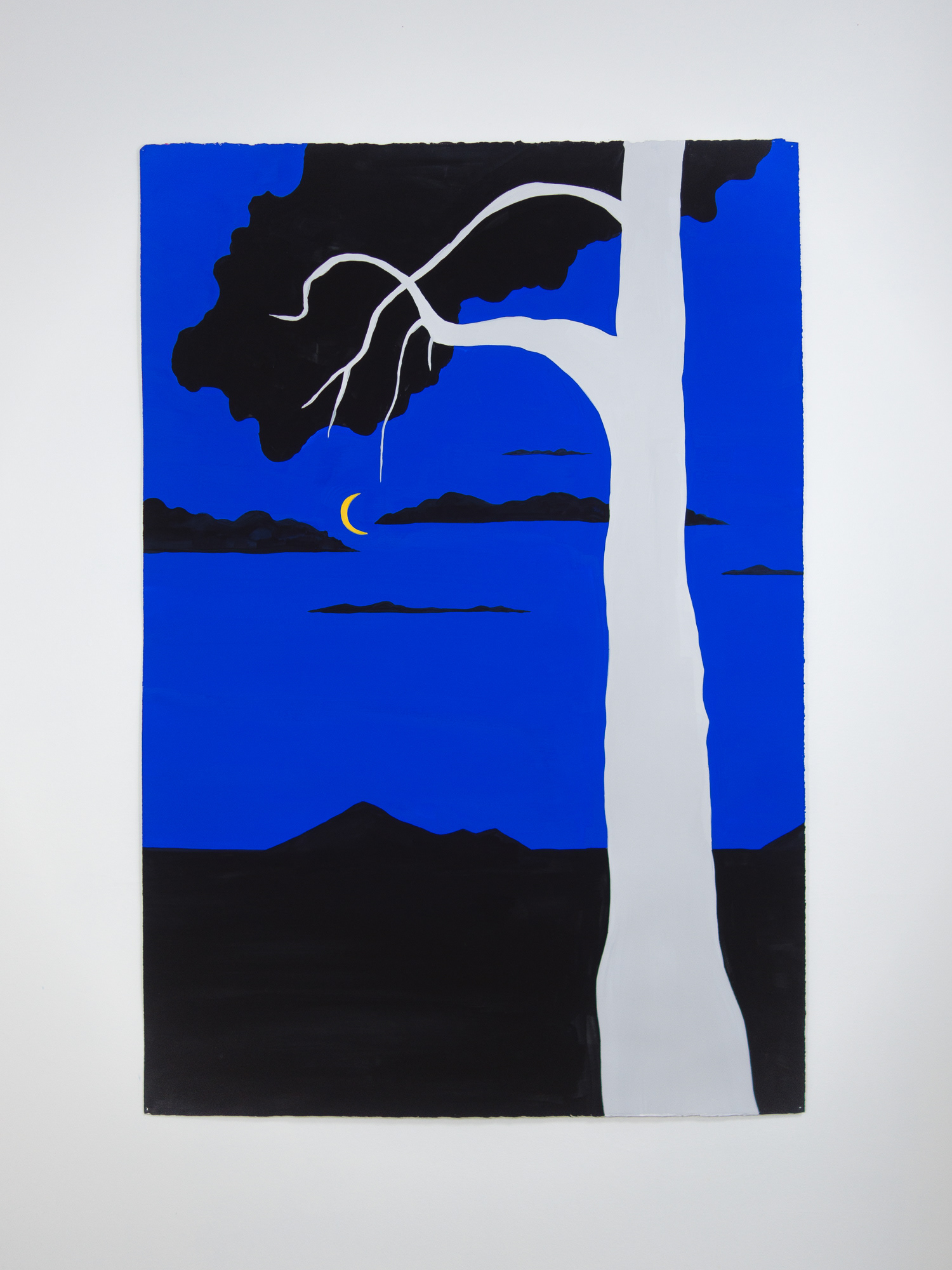 tree and moon and ocean wall art gouache on paper