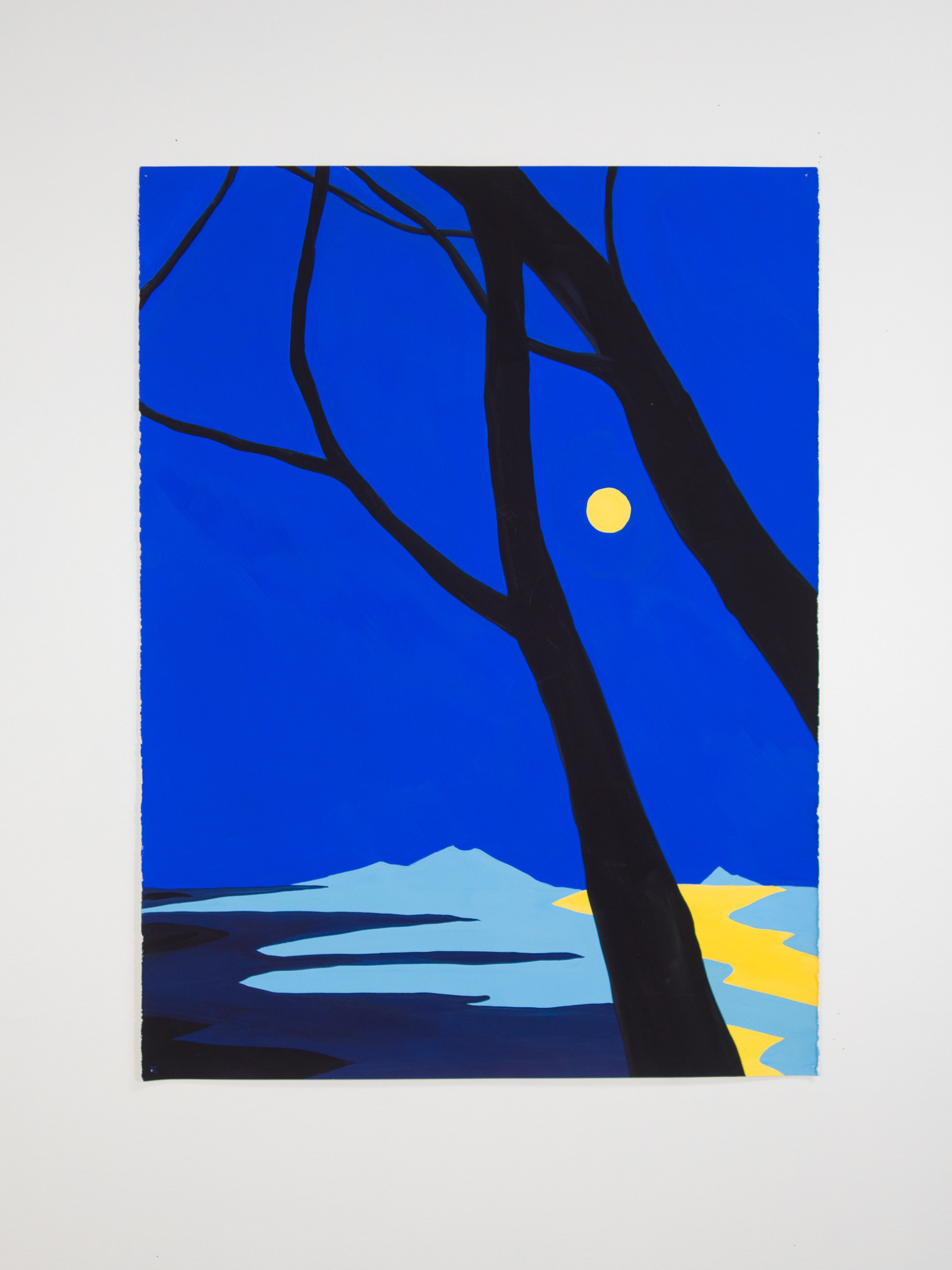 night of the full moon trees ocean abstract wall art