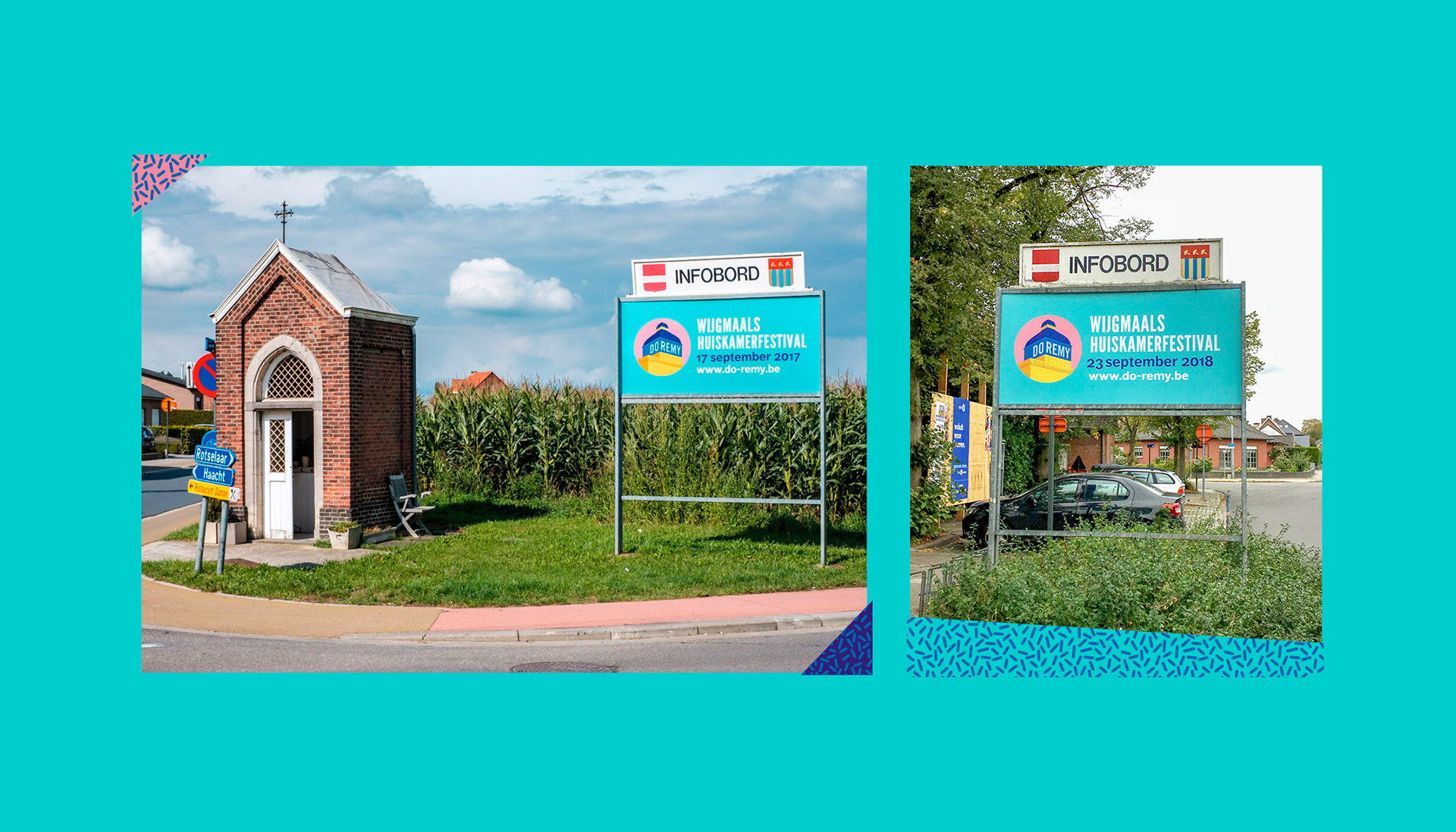 Banner in het straatbeeld – Detail poster Doremy Huiskamerfestival Wijgmaal