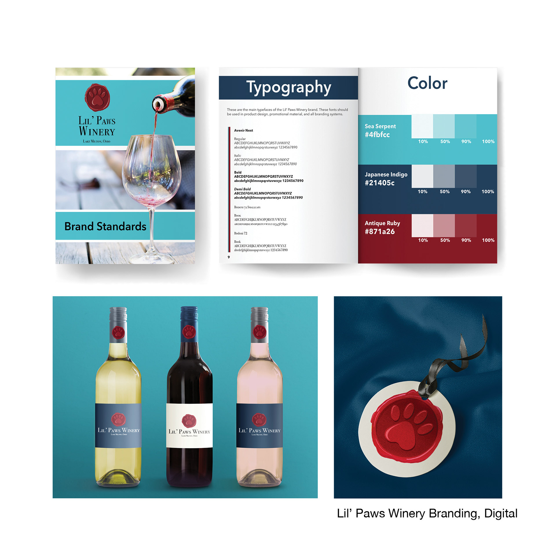 Branding design for Lil' Paws Winery by Caroline Lacusky