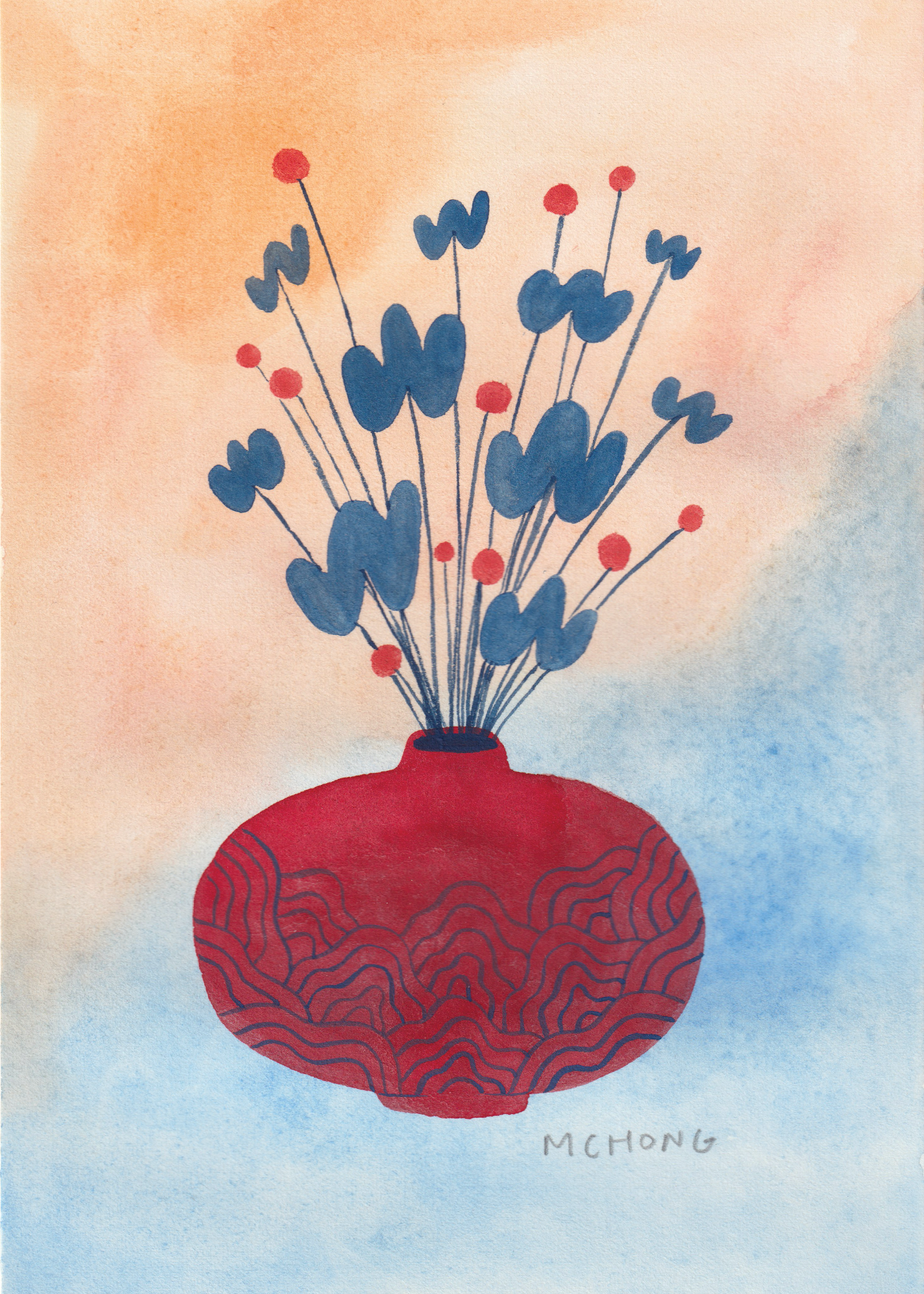 Red Flowers, 5x7
