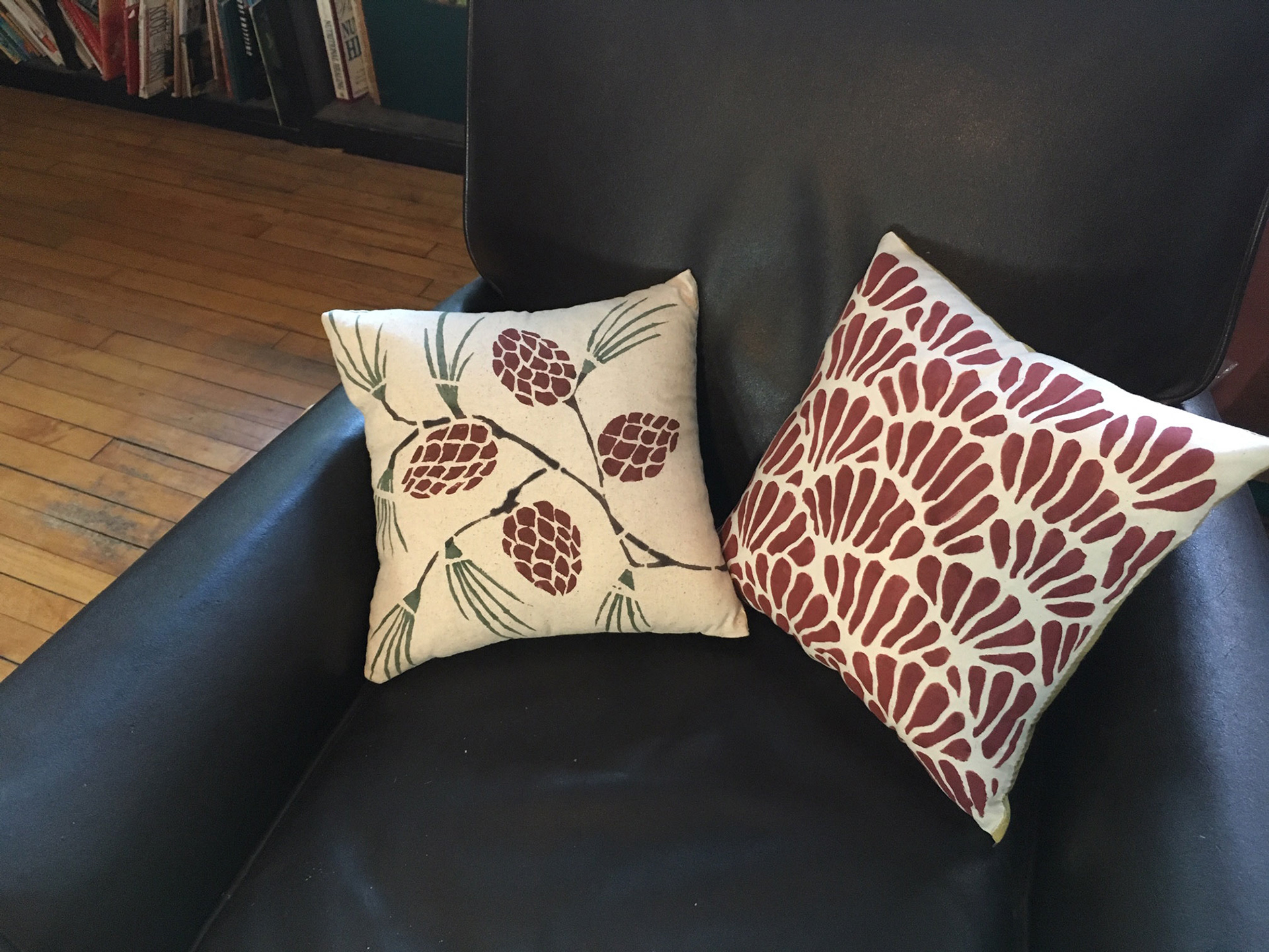 Hand Stenciled Throw Pillows from "Mission" Inspired Designs