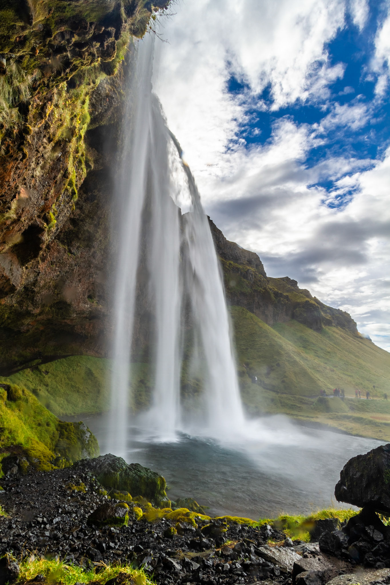The very crowded Seljalandsfoss Falls