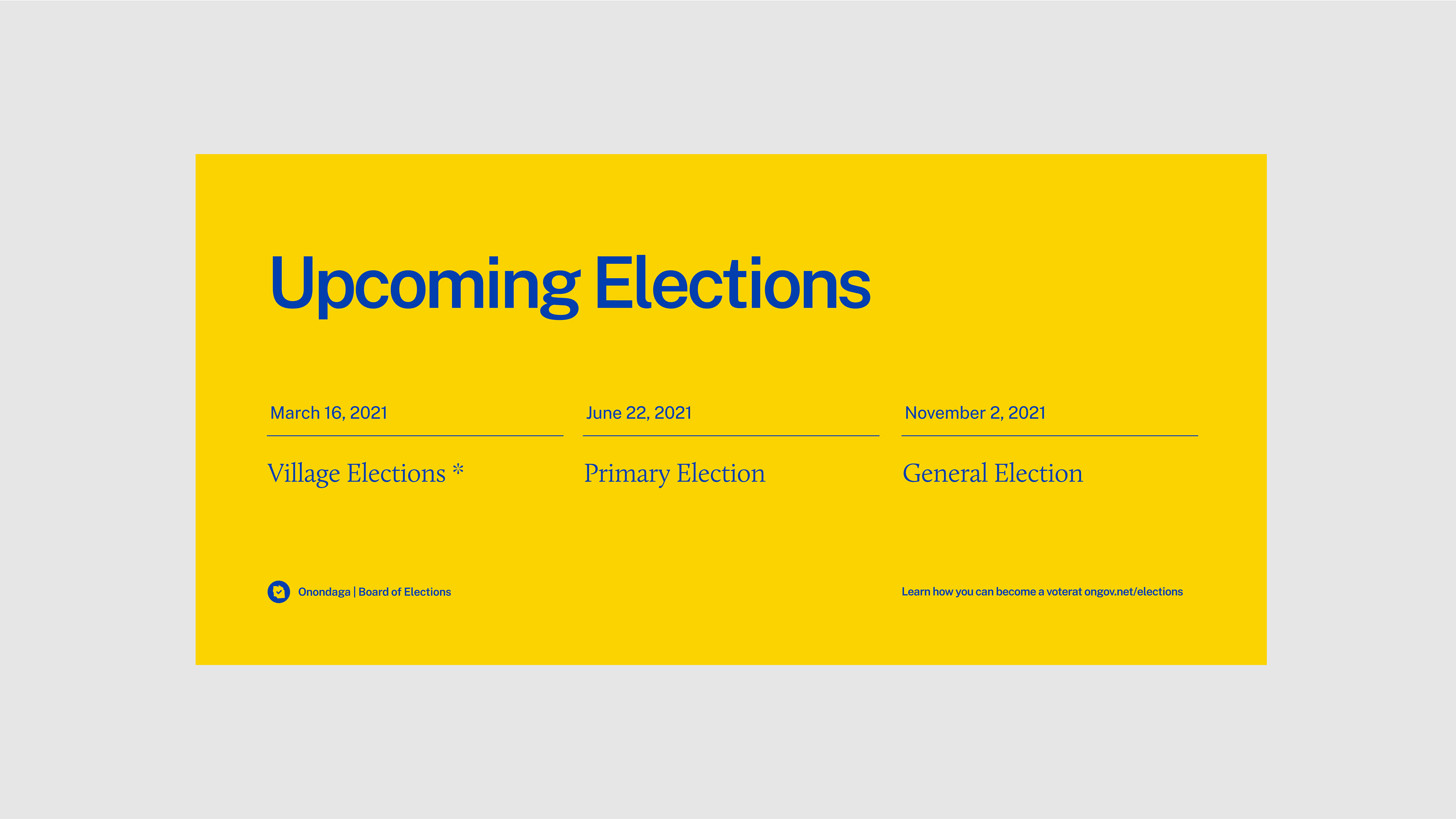 Upcoming Elections Billboard