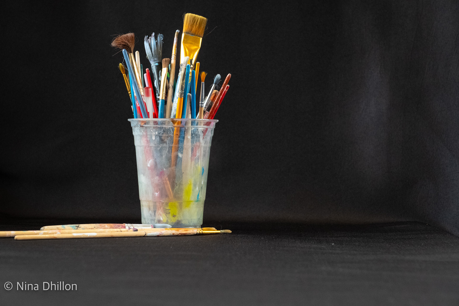 Still Life - Paintbrushes. November 1, 2021. 1/125 sec at f/6.4 ISO 5000