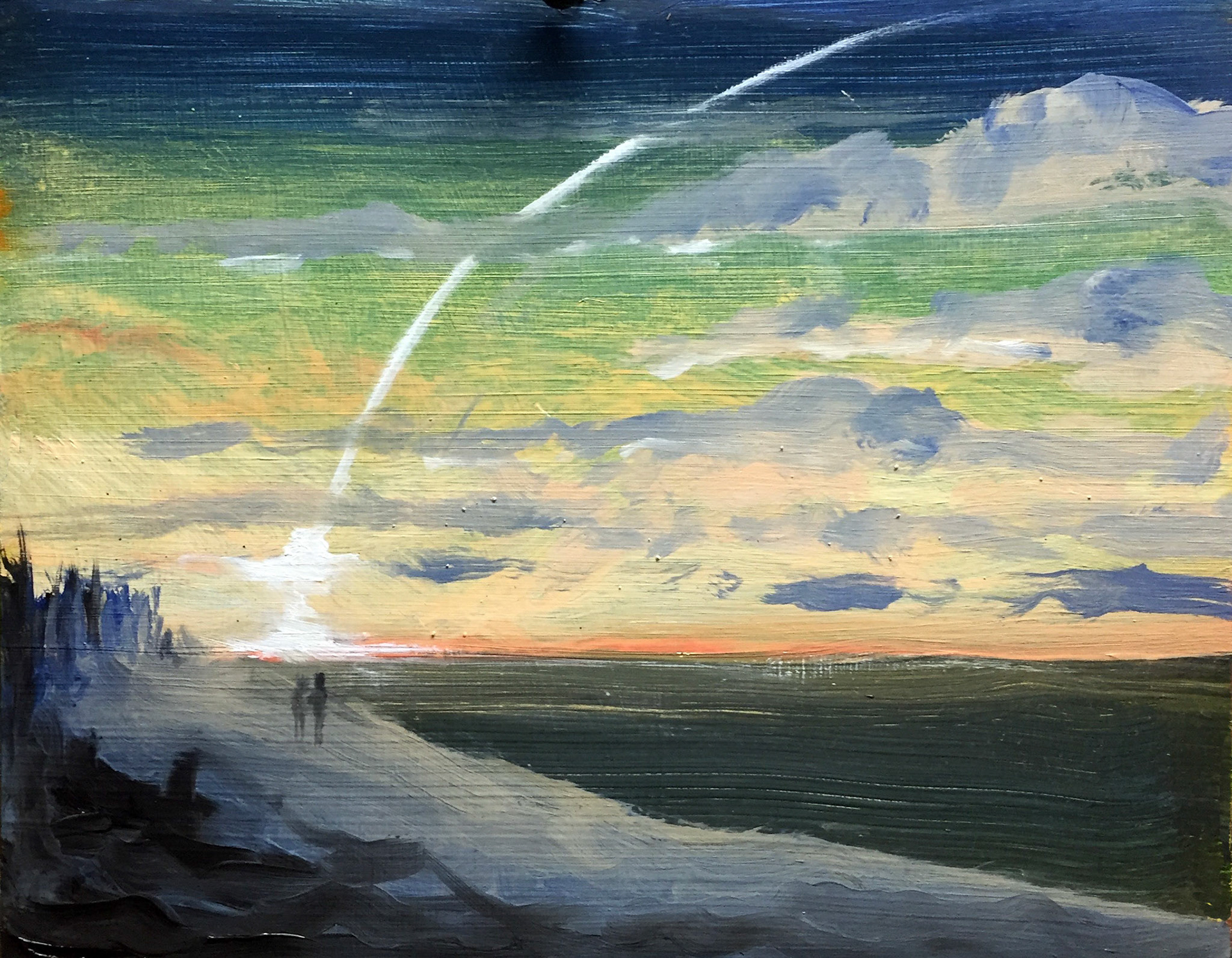 "Moon Shot" Oil On Foam Core Panel, 8" x 10", 2019