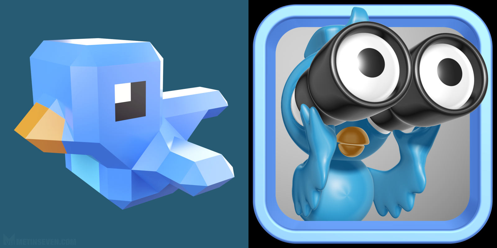 Twitter bird app icons in different 3D styles • App-iconen met Twitter-vogels in verschillende 3D-stijlen