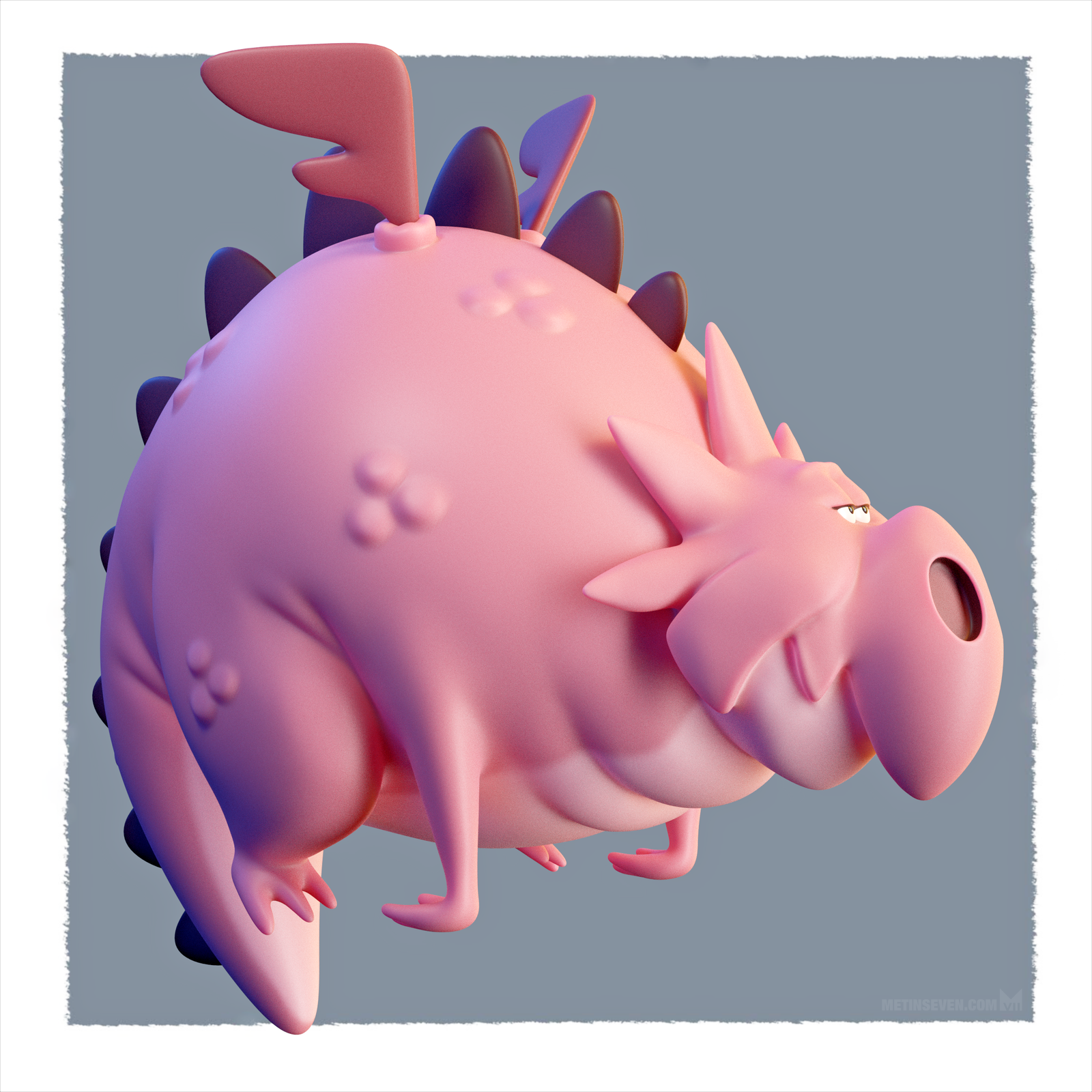 pink, dragon, 3d, sculpt, sculpture, model, cute, cartoony, cartoon, character, design, karakter, ontwerp, modeler