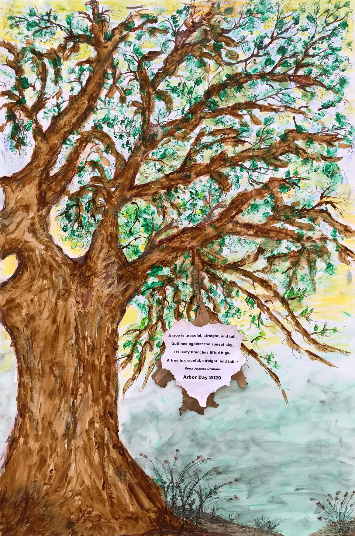 Sandra Price, Arbor Day Poster Award Winner, Espresso Coffee, Acrylic, Watercolor Pens, and Fine-tip Pens, 20" x 30", Not for Sale