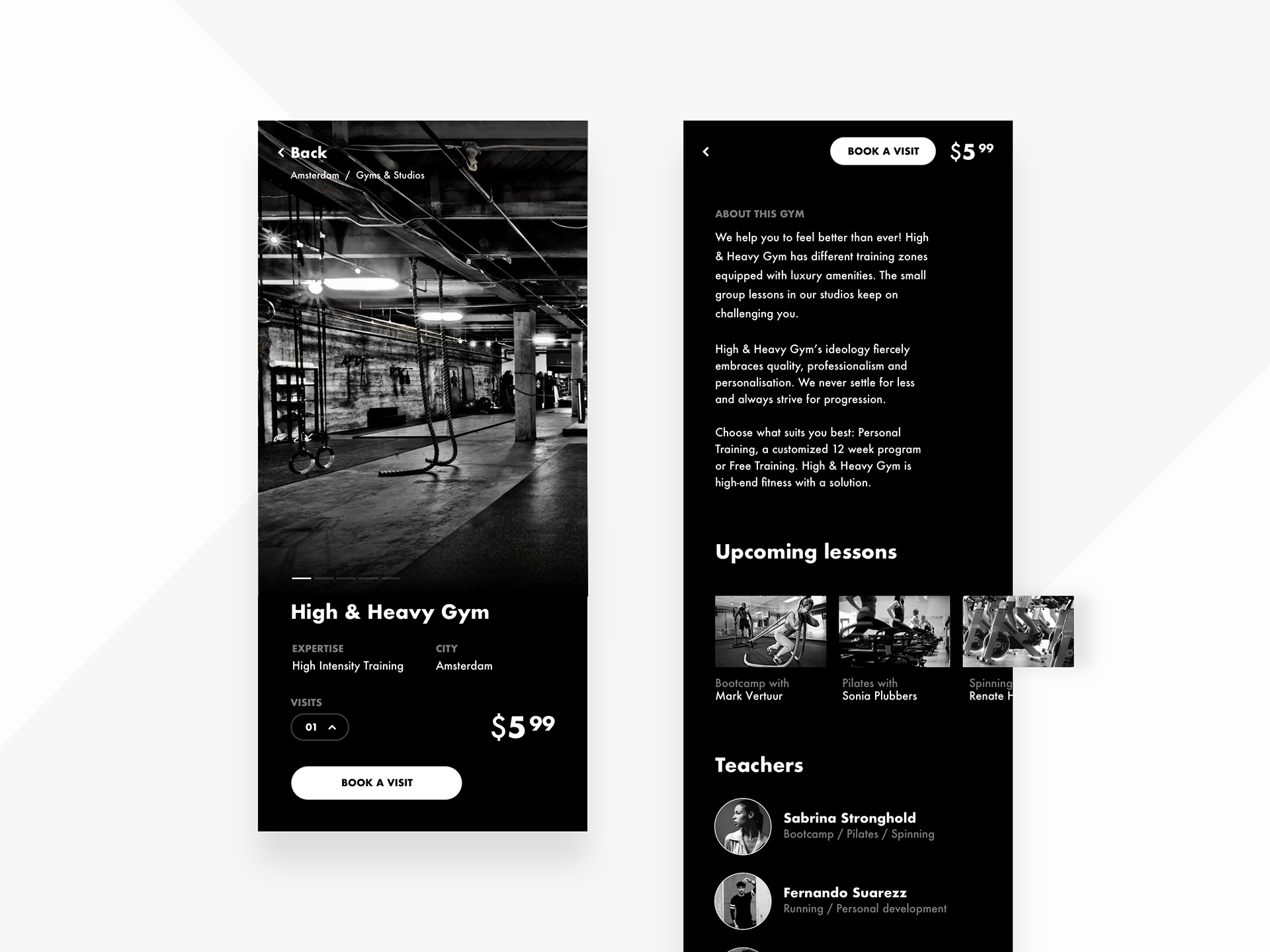 App Design - Gym Detailpage by Milan Houter