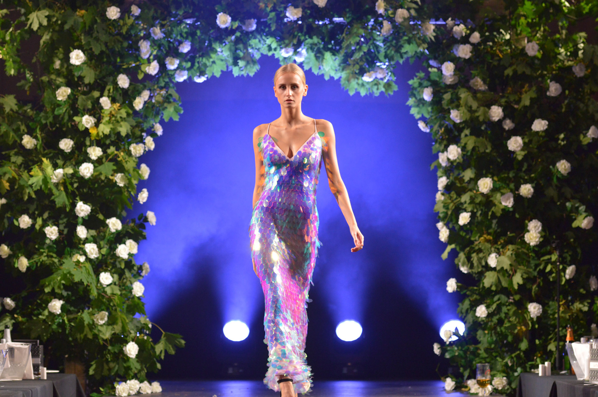 Model walking for Forever Unique at the 2019 Manchester Fashion Festival - Runway Photographer