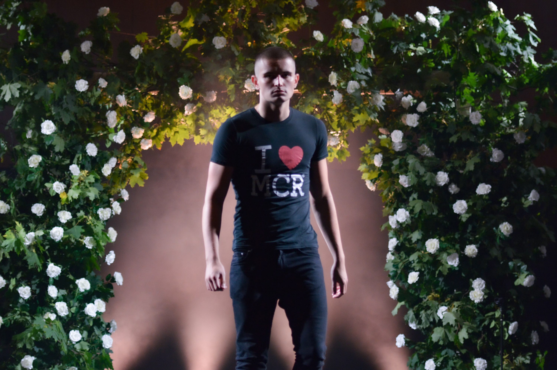 Model walking for I love MCR on the 2019 Manchester Fashion Festival Runway - Runway photographer