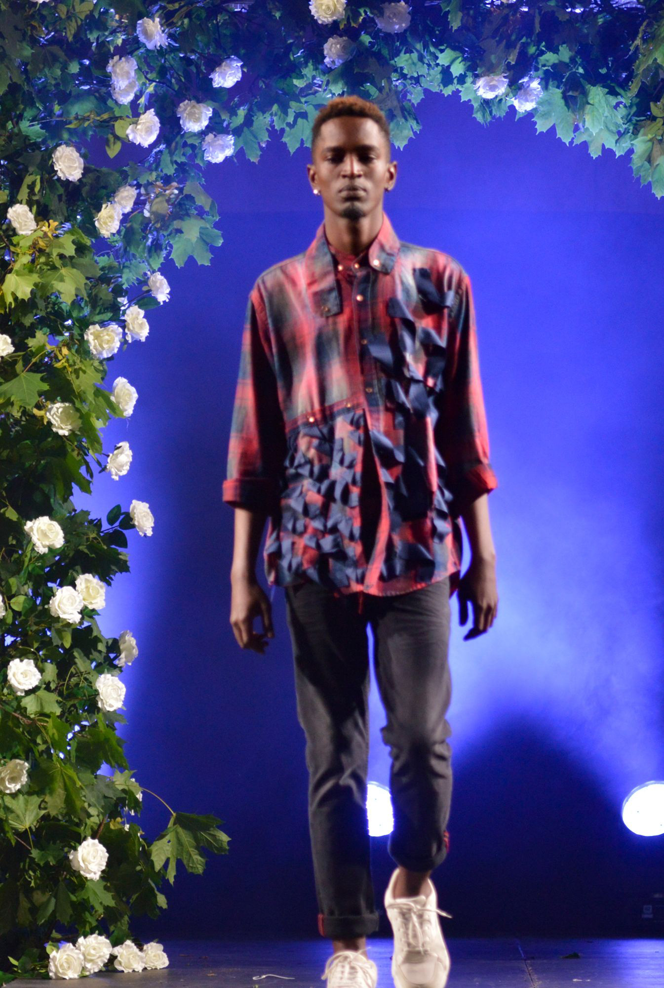 Model walking for Junq Couture at the 2019 Manchester Fashion Festival - runway photographer