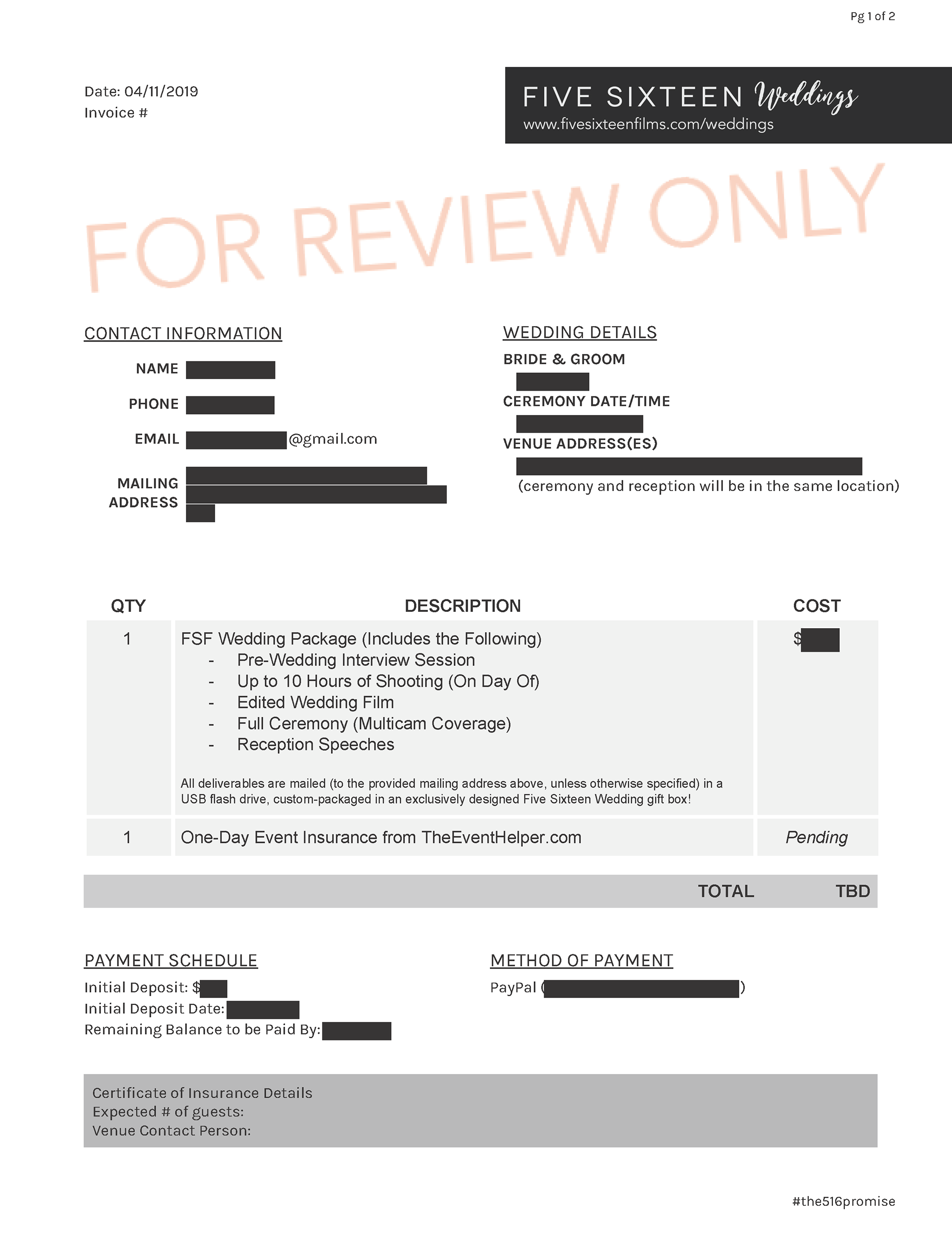 Auto-generated invoice (client info redacted)